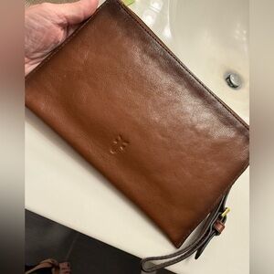 Frye Cognac leather wristlet.